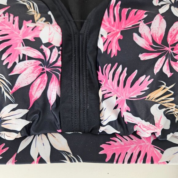 Hanna Nikole Womens Large High Waisted Bikini Set Ruffle Tummy Control Tropical - Picture 9 of 12